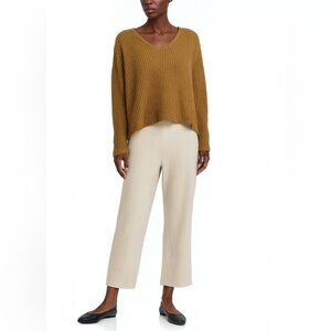 EILEEN FISHER NWT XL Traceable Cotton Jersey Straight Leg Pants in Chalk • Ivory
